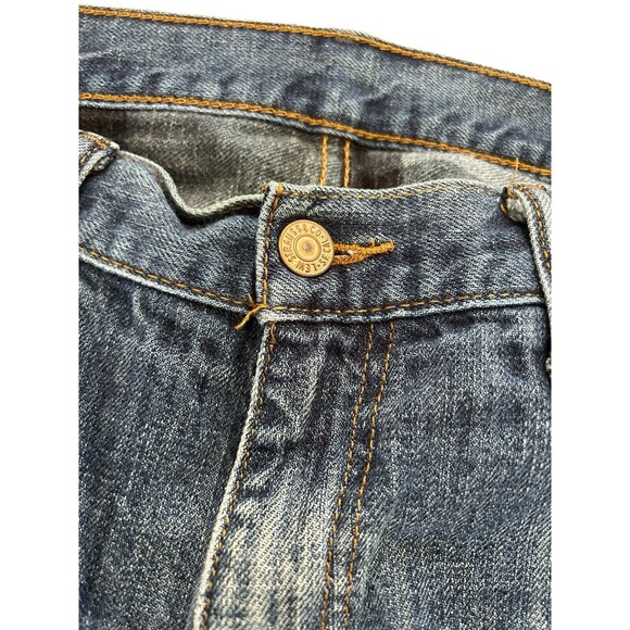 RARE Distressed Plaid Inside Levis 514 Straight Leg Mens Blue Denim Jeans 34x30 - Picture 5 of 15